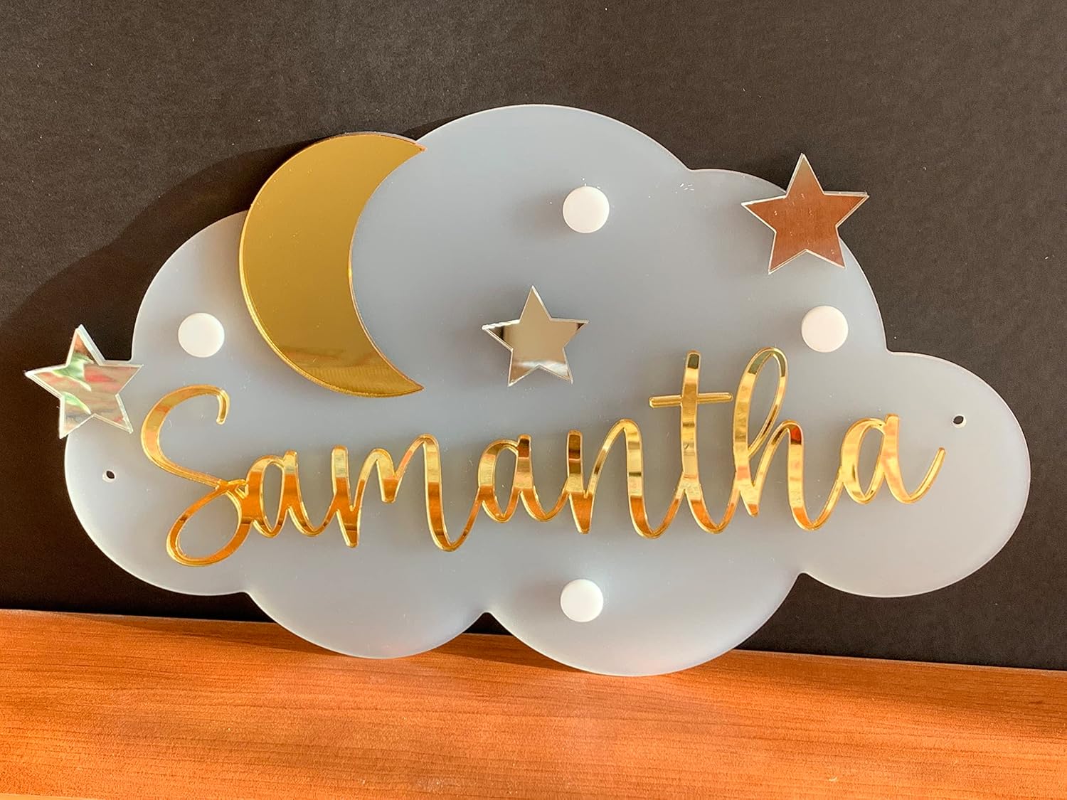 Personalized Baby Signs, Custom Name Plaque, Nursery Crib Ideas, Cloud Moon & Stars, 3D Acrylic Sign, New Born Gift, Baby Shower Decor, Photo Props, Nursery Art Decor, Laser Cut Signs, Gift for Kids