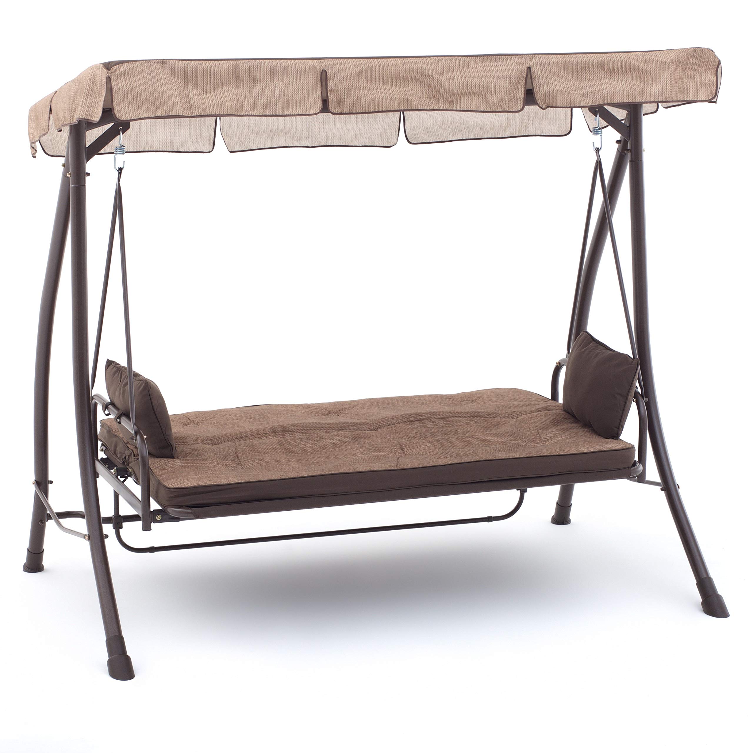 My_garden Bali Dondolo, 3 Posti Large, Funzione Reclinabile Letto, Beige