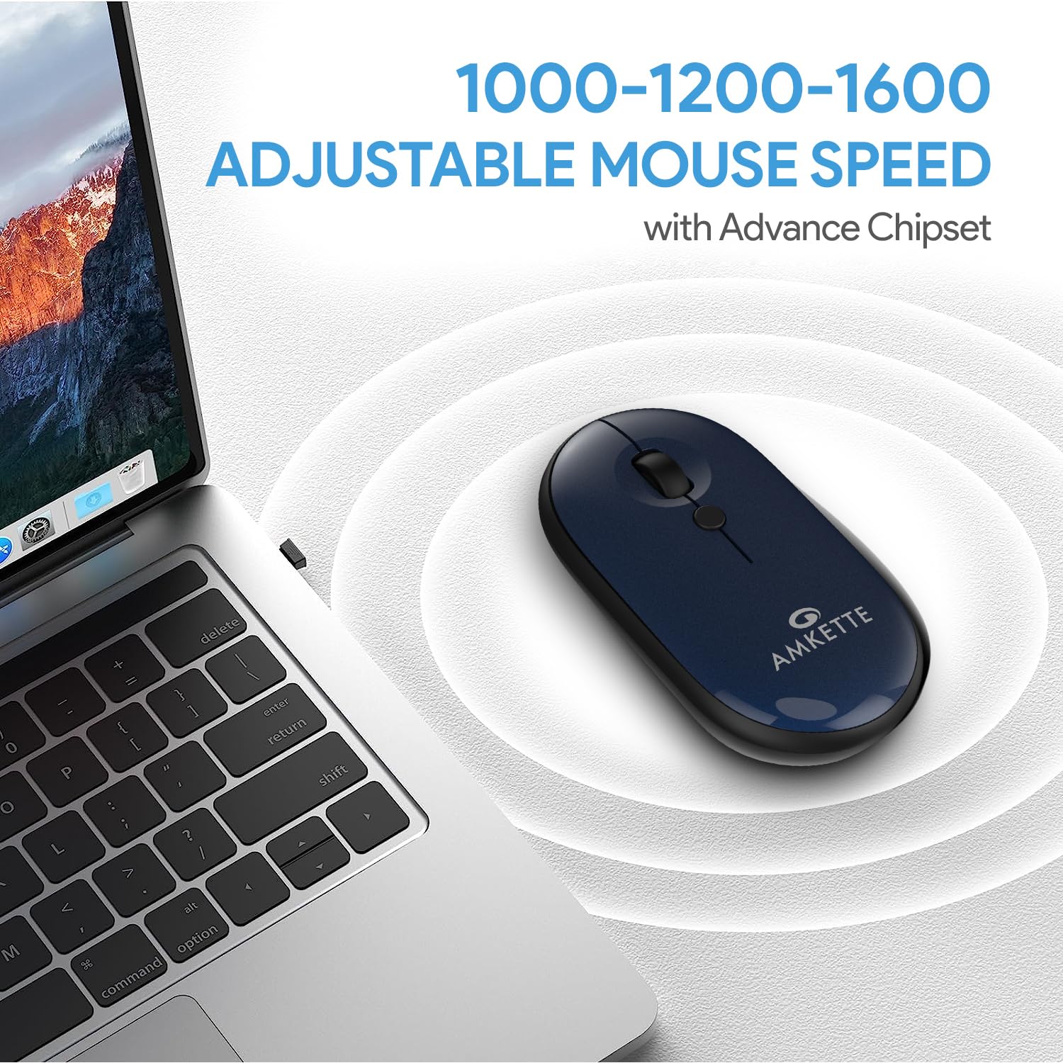Amkette HushPro Byte Bluetooth Mouse (Blue) - Green Apple Compunet