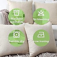 Vista 6 de Juego de 2 fundas de almohada decorativas de lino para sofá y dormitorio, fundas de almohada para exteriores con cremallera de 16 x 16 pulgadas