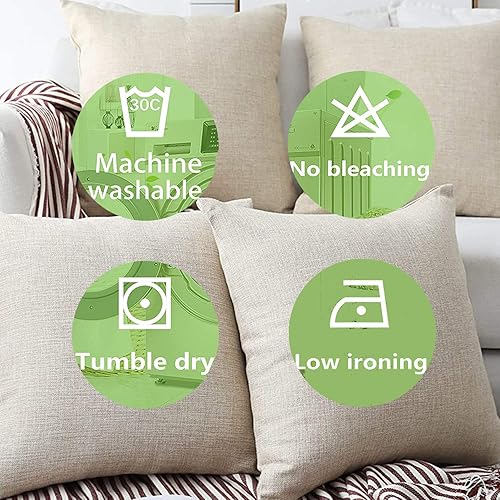 Miniatura 6 de Juego de 2 fundas de almohada decorativas de lino para sofá, sala de estar, fundas de almohada para exteriores con cremallera de 20 x 20 pulgadas