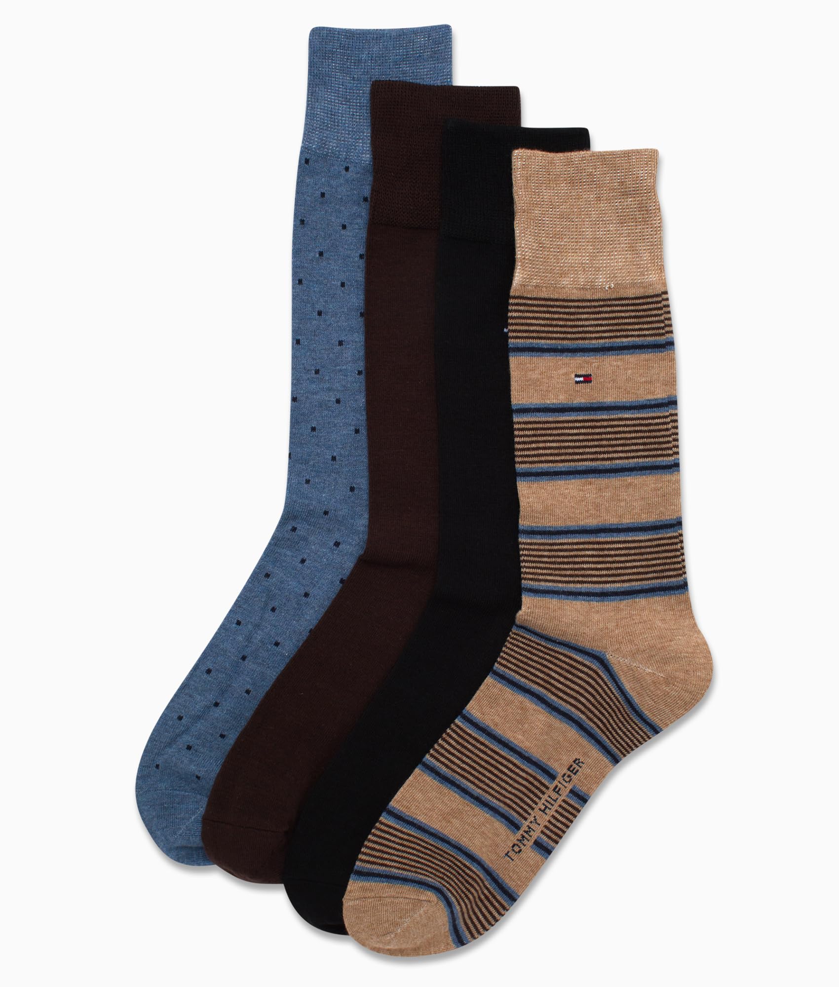 Tommy Hilfiger Herren-Socken – 4er-Pack, bequem, Stretch, atmungsaktiv, legere Arbeits-Crew-Socken für Herren (Größen: 40-47)