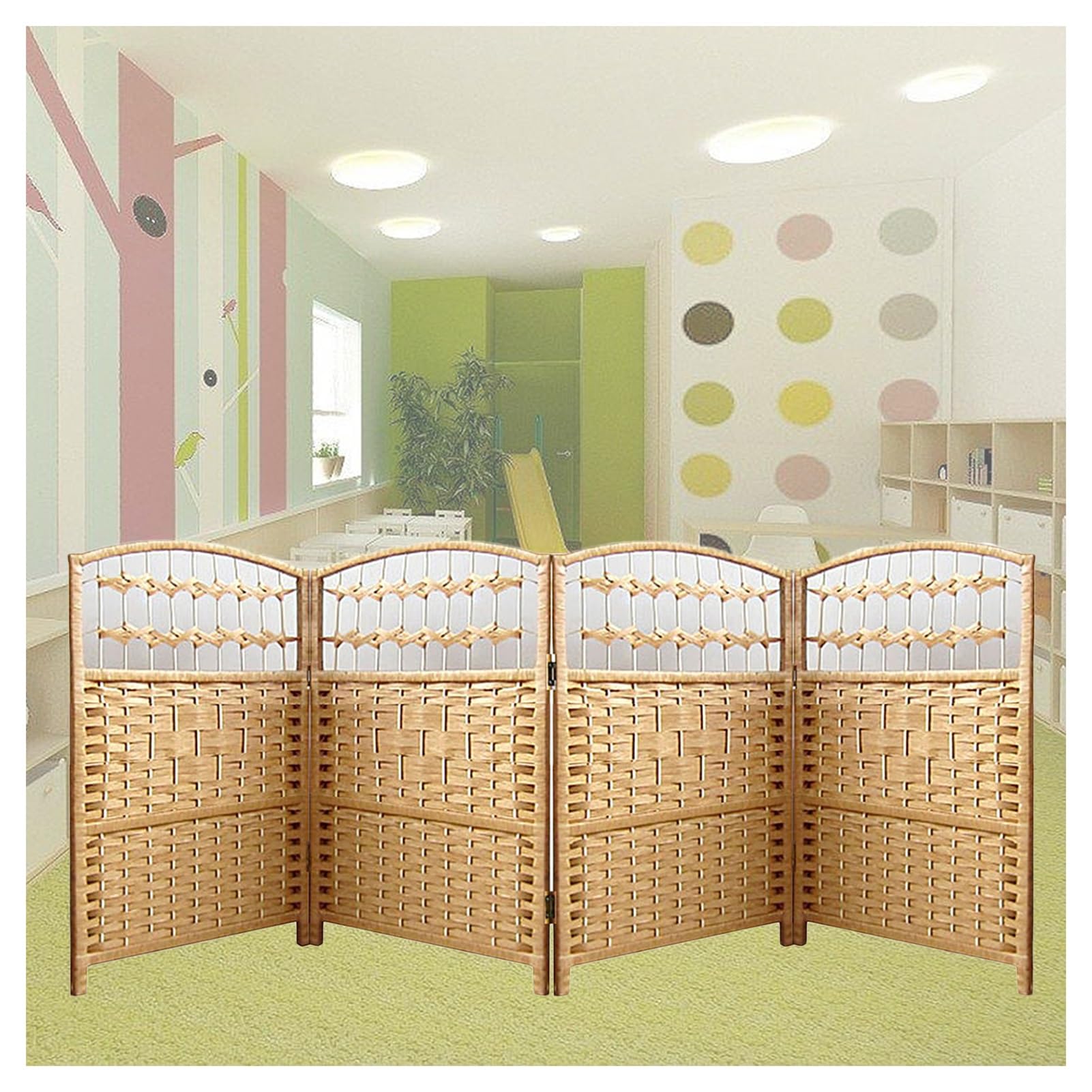 Cloison de séparation occultante en tissu tissé jaune, design élégant pour studio