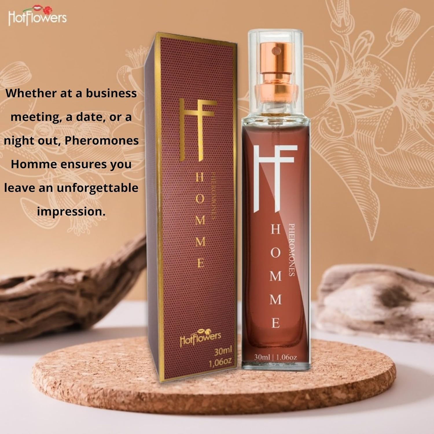 HOT FLOWERS Pheromones Man Homme Deo Cologne – Masculine Fragrance with Pheromones – Long-Lasting Seductive Scent - Image 2