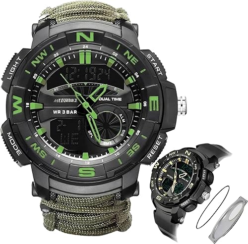 Reloj digital táctico multifuncional al aire libre, brújula, 5ATM impermeable, para senderismo, caza y operaciones tácticas