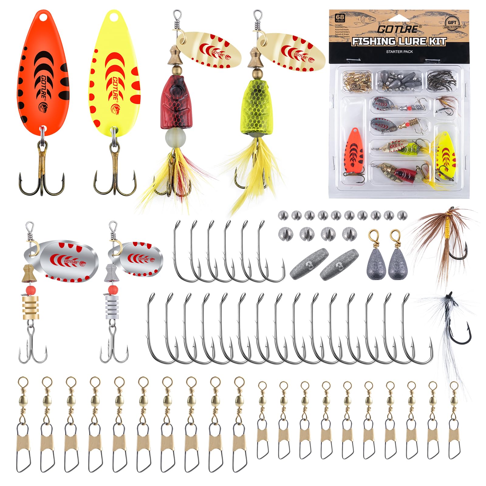 Goture Trout Lures Fishing Spinners, Hard Metal Spinner Baits