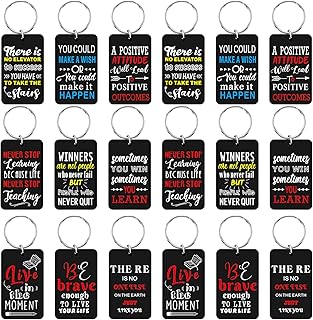 18 Pcs Motivational Keychains Bulk Inspirational Quote Team Gifts for Employees Encouragement Keychain for School Office Thank You Keychains Appreciation for Staff Coworkers Friend