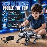 Ovshnrr Robot Chien Enfant Jouet Télécommandé avec 25 Fonctions, Programmable pour Enfant, Yeux LED Dynamiques avec Effet de Brume, 2 Batteries Rechargeables, Idéal Cadeau Éducatif Garçon Fille 3-12 A - 2