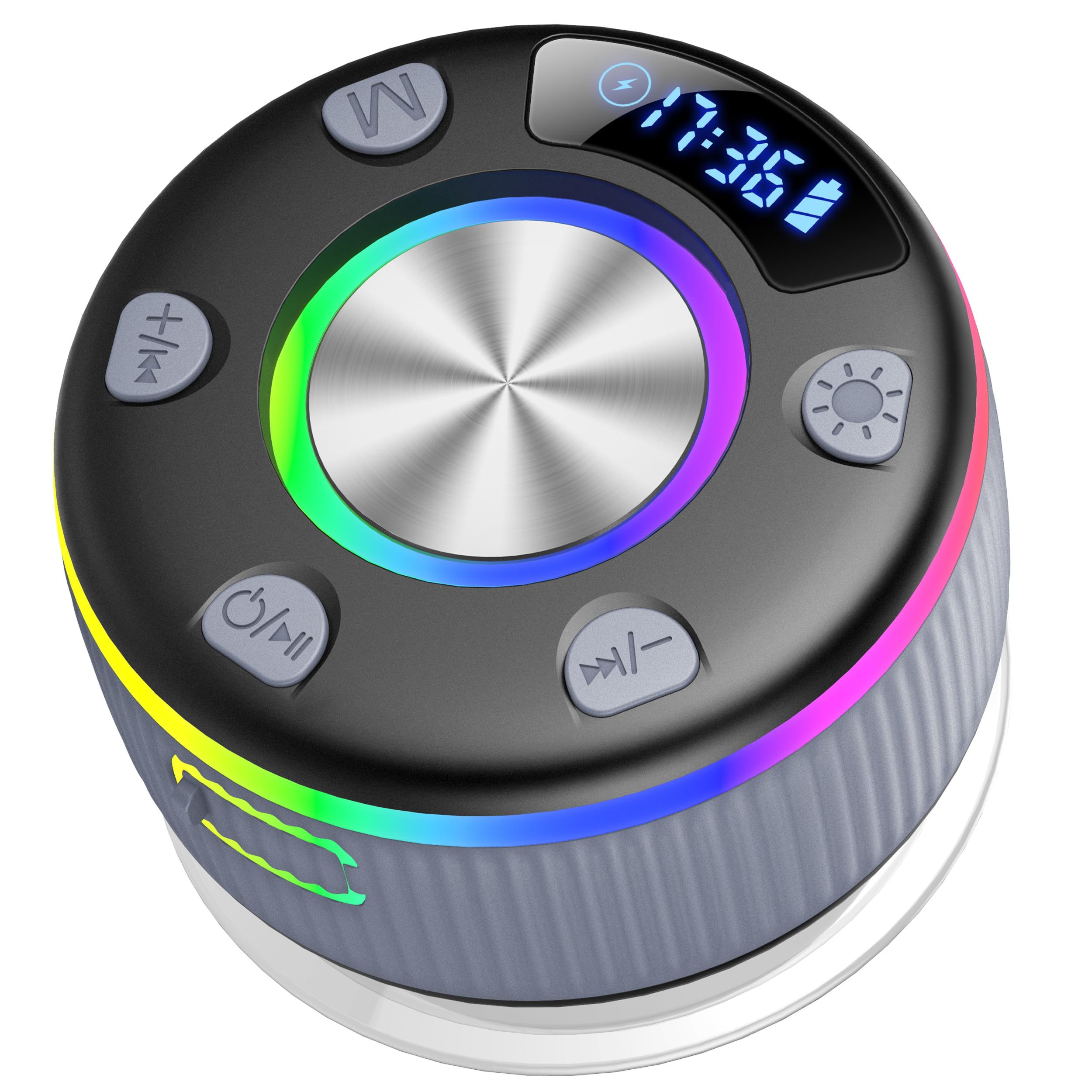 Generico Cassa Bluetooth Doccia IPX7 Con Ventosa, Luce RGB E Microfono – Altoparlante Portatile Per Bagno E Viaggi