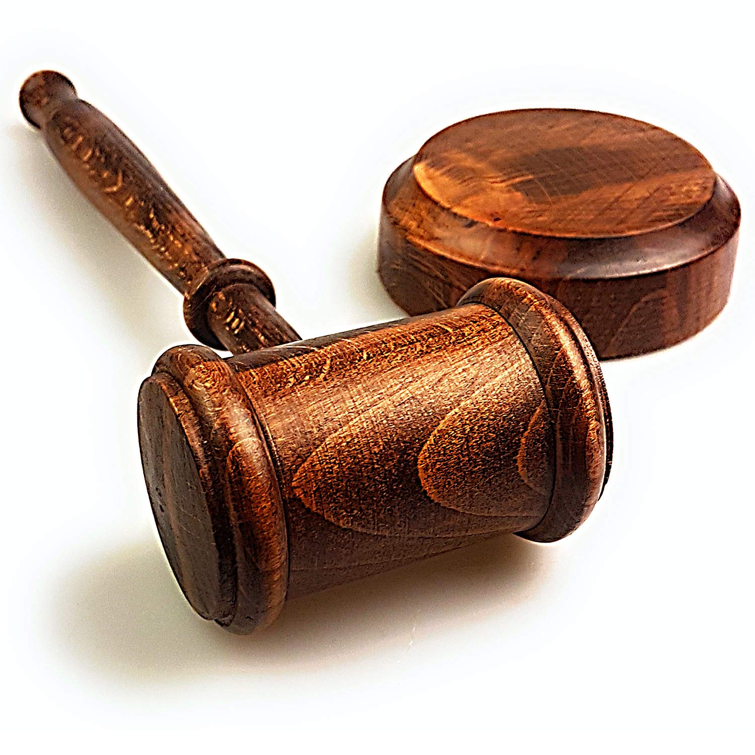 Rustic Gavel and Block Set Handcrafted Vintage Old View Finish Walnut