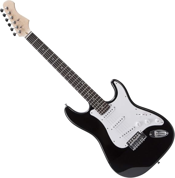 RockJam Full Size Electric Guitar Kit with 10W Amp & Gig Bag, Black | Beginner electric guitar starter kit with 10 watt amplifier, gig bag, strap, whammy bar, picks and spare strings