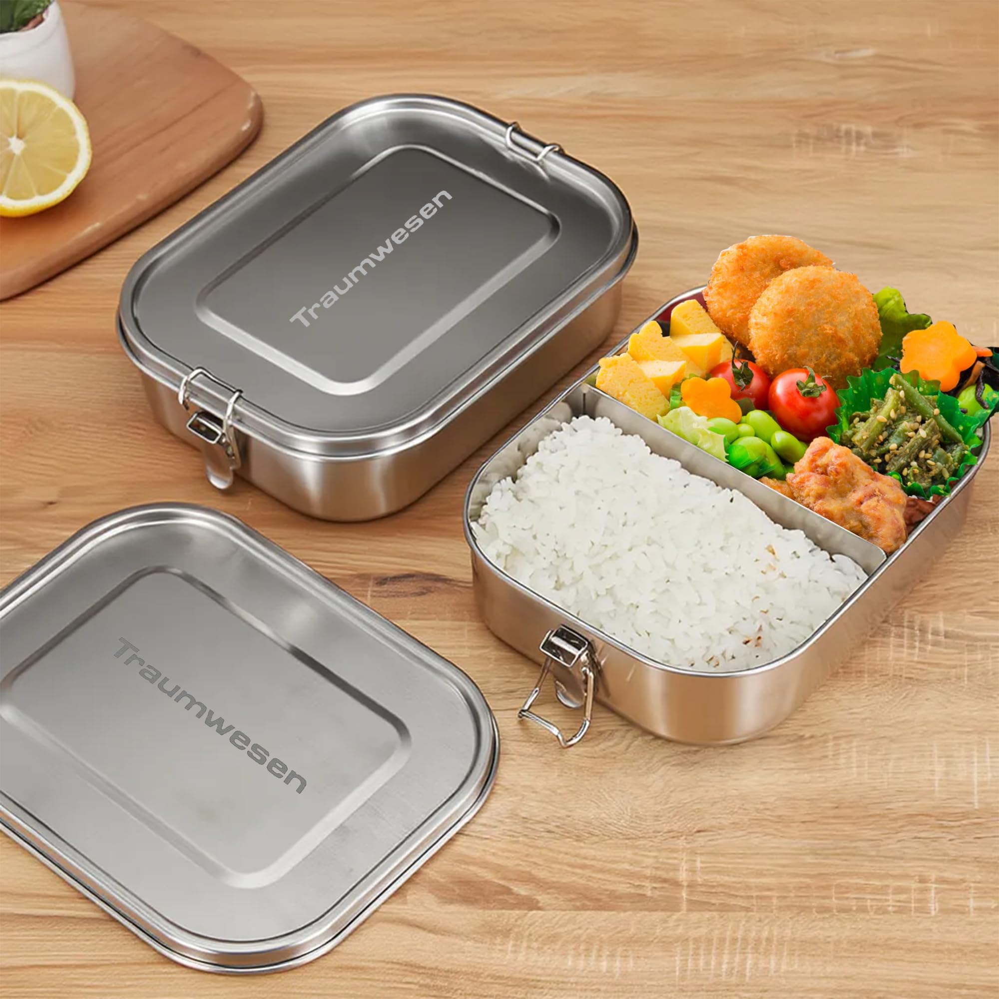 Bublife Contenitore per il Pranzo 800 ml Con Scomparti - per Bambini e Adulti - in Acciaio Inox