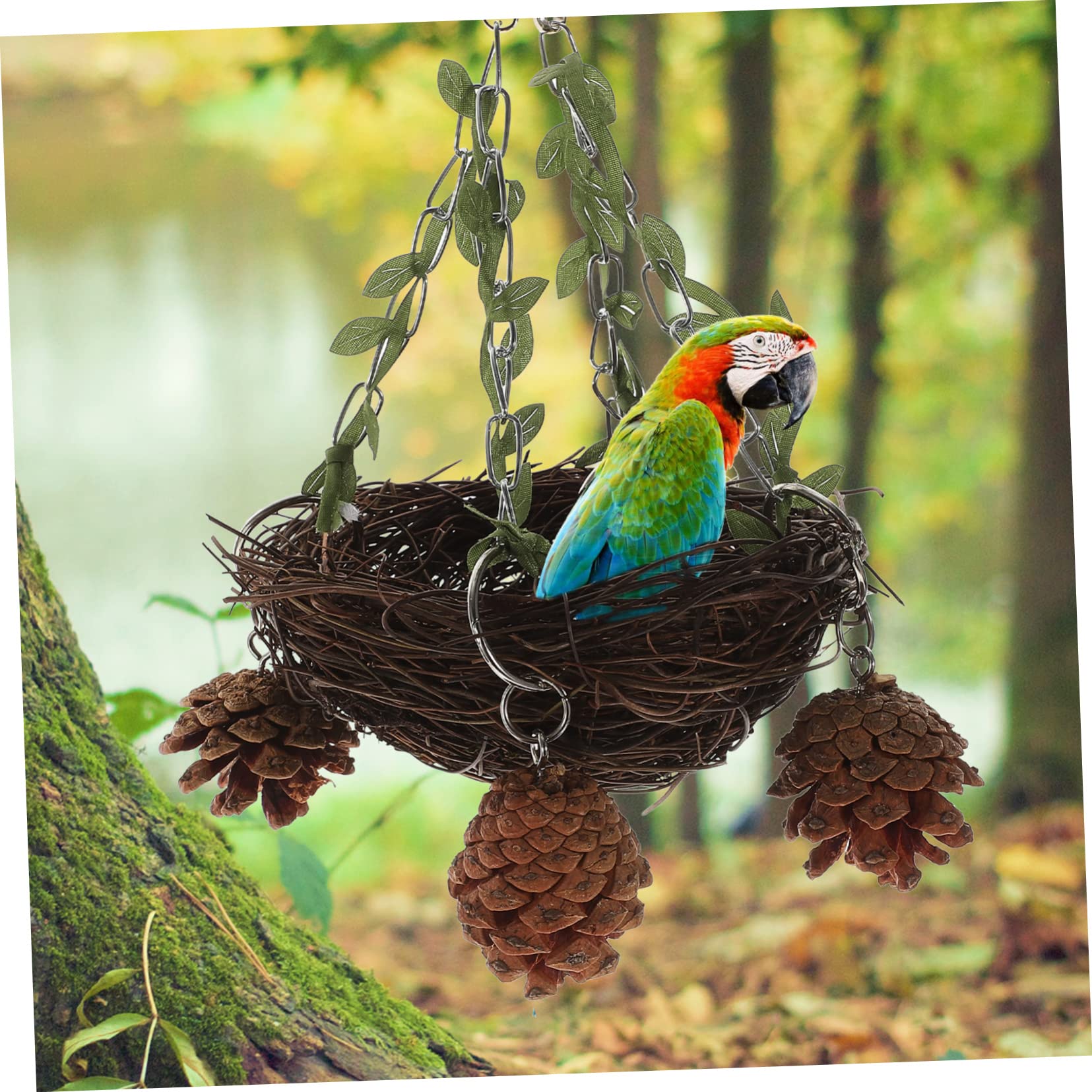 BESPORTBLE 4pezzi Nido Sospeso Rattan per Pappagalli e Uccelli Giochi per Uccelli Accessorio per Allenamento e Divertimento Resistente e Duraturo Atmosfera Calda e Accogliente Adatto