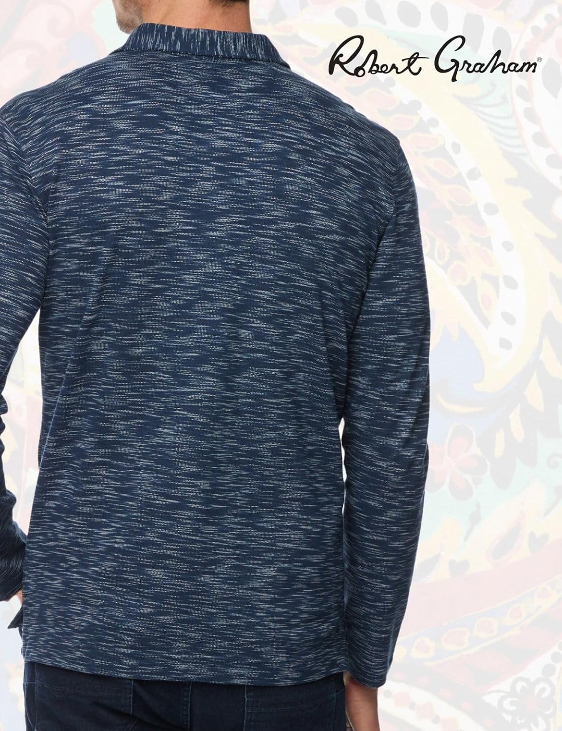 Robert Graham Mens Thales Long Sleeve Knit Polo Shirt - Image 3