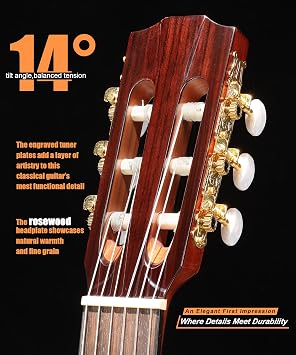 AKLOT 39 Cutaway Classical Guitar: Spruce Top with Mahogany Back & Sides, Nylon Strings with Wound Bass Strings, Full Size Acoustic Classical Guitar Set with Bag, Tuner, Capo, Strings & Picks(BZ-SG)
