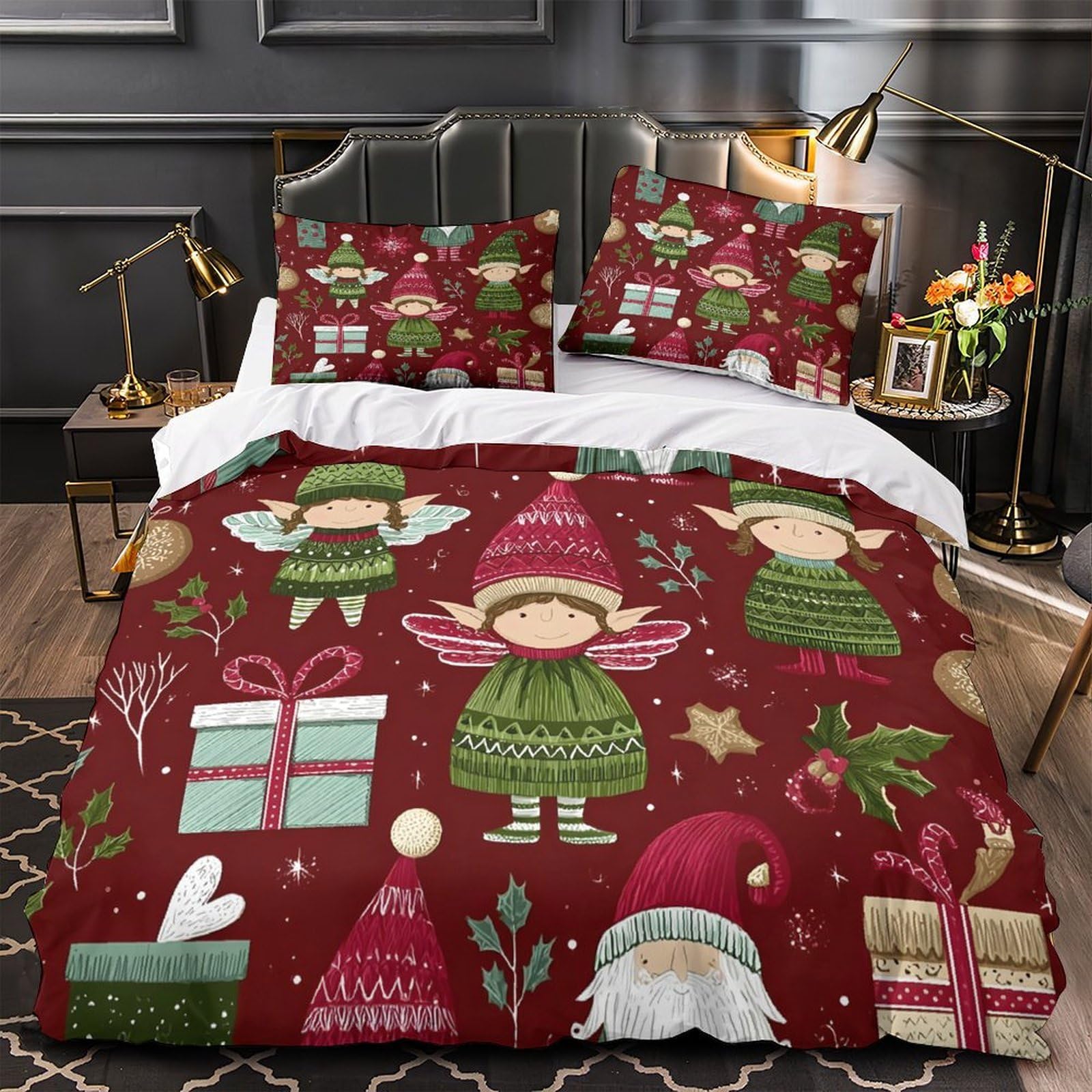 Lutins de Noël parure de lit 135x200 pour chambre enfant