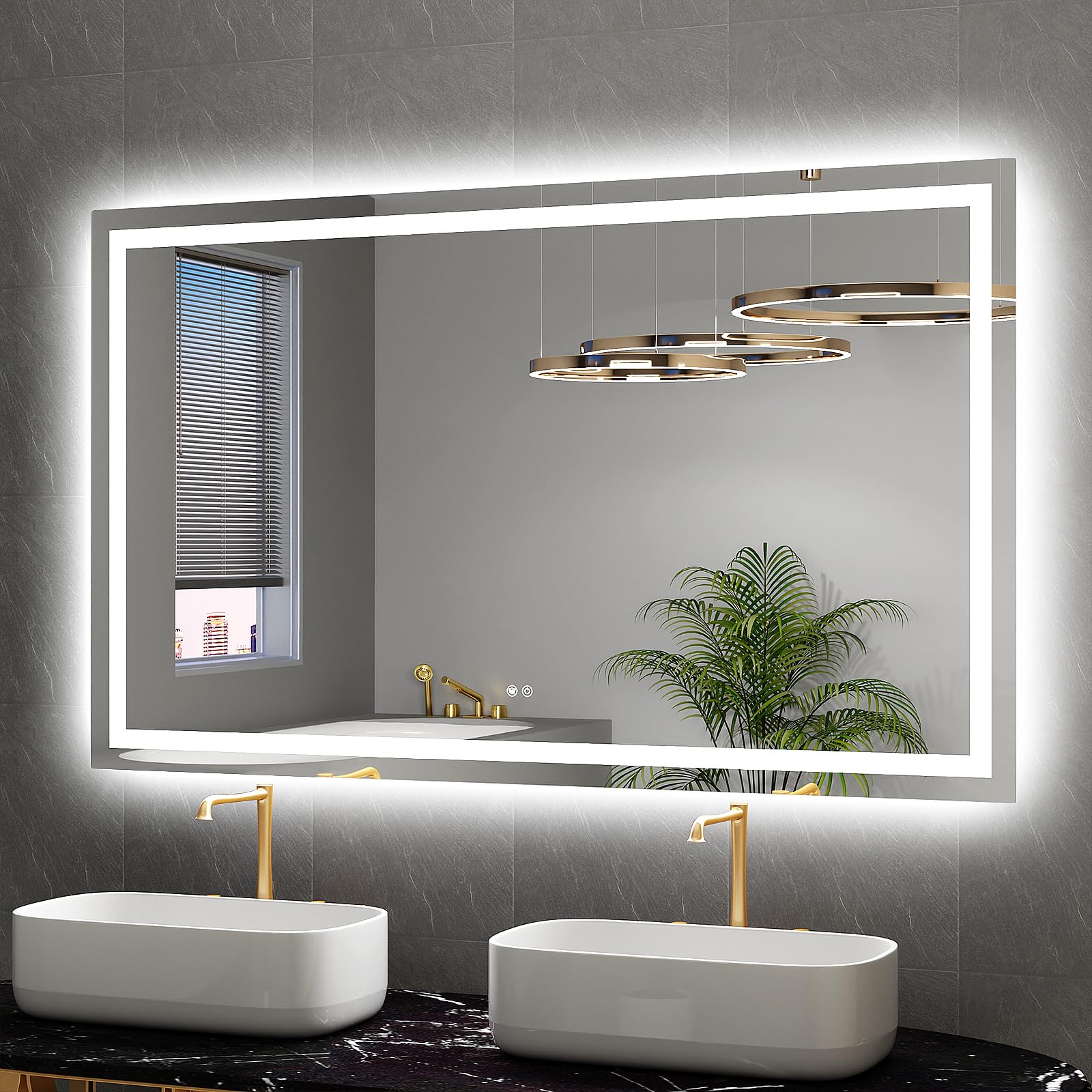Twalsu 60x36 LED Bathroom Mirror