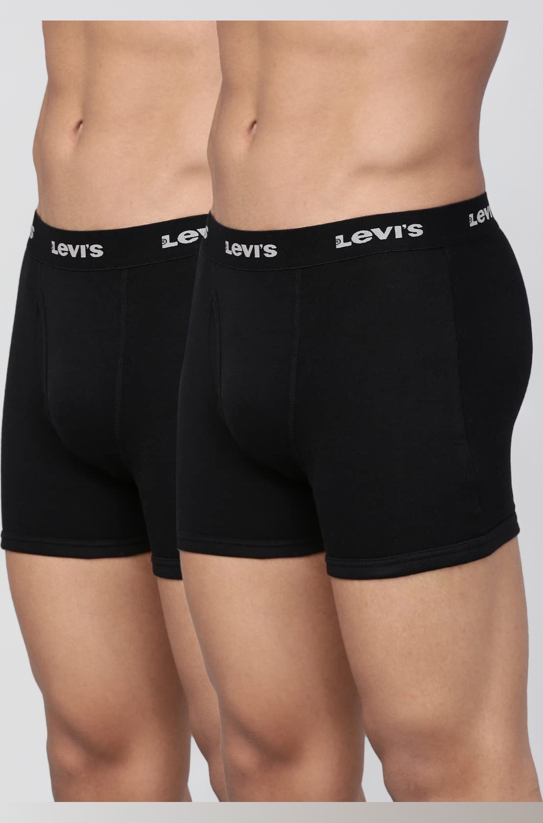 001 Men's 100% Pure Cotton Solid Boxer Brief - Mid-Rise, Outer Elastic Waistband (Pack of 2)