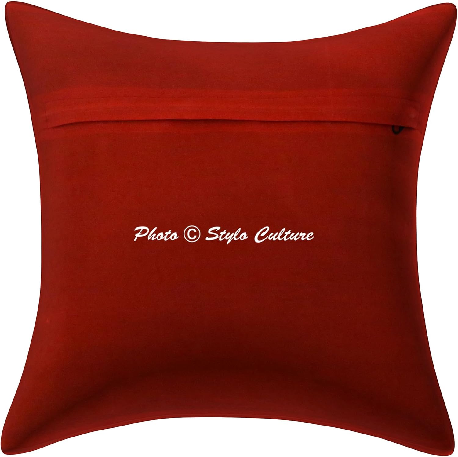 Ethnic Decorative Couch Sofa Toss Throw Pillow Cases 40x40 cm Brocade Bedroom Red Elephant Jacquard Square Luxury Zippered Bohemian 16x16 Inch Cushion Covers - 5 Pcs