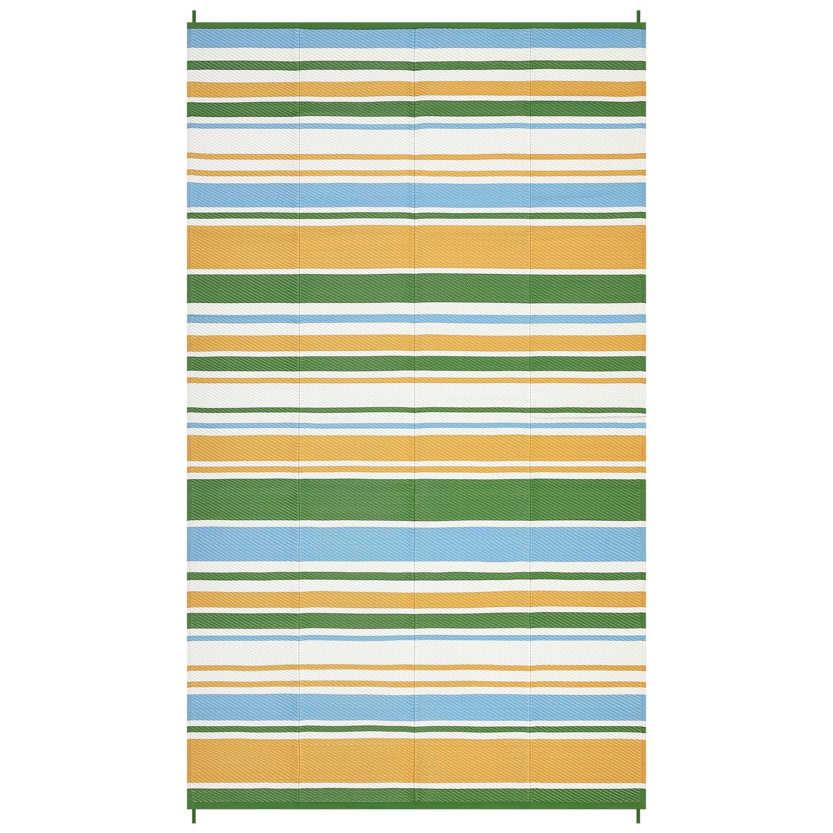 Garvee Tappeto Da Esterno in PP Intrecciato 320 Gsm - Reversibile, Impermeabile, Pieghevole e Leggero, Grande Tappeto Per Patio/Deck/Balcone/RV/Campeggio, Giallo/Blu/Verde/Bianco