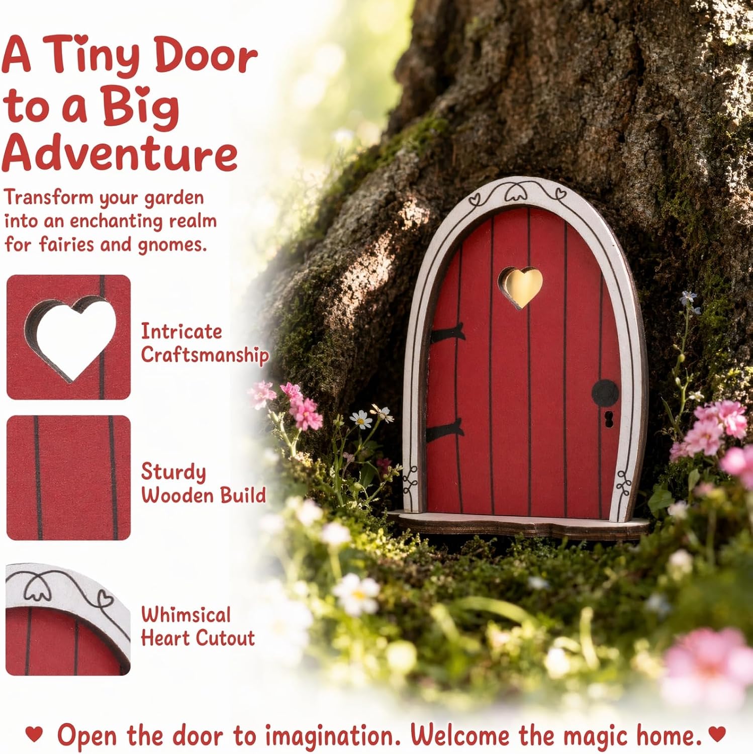 DECHOUS Wooden Fairy Door for Trees Miniature Garden Decor image 2