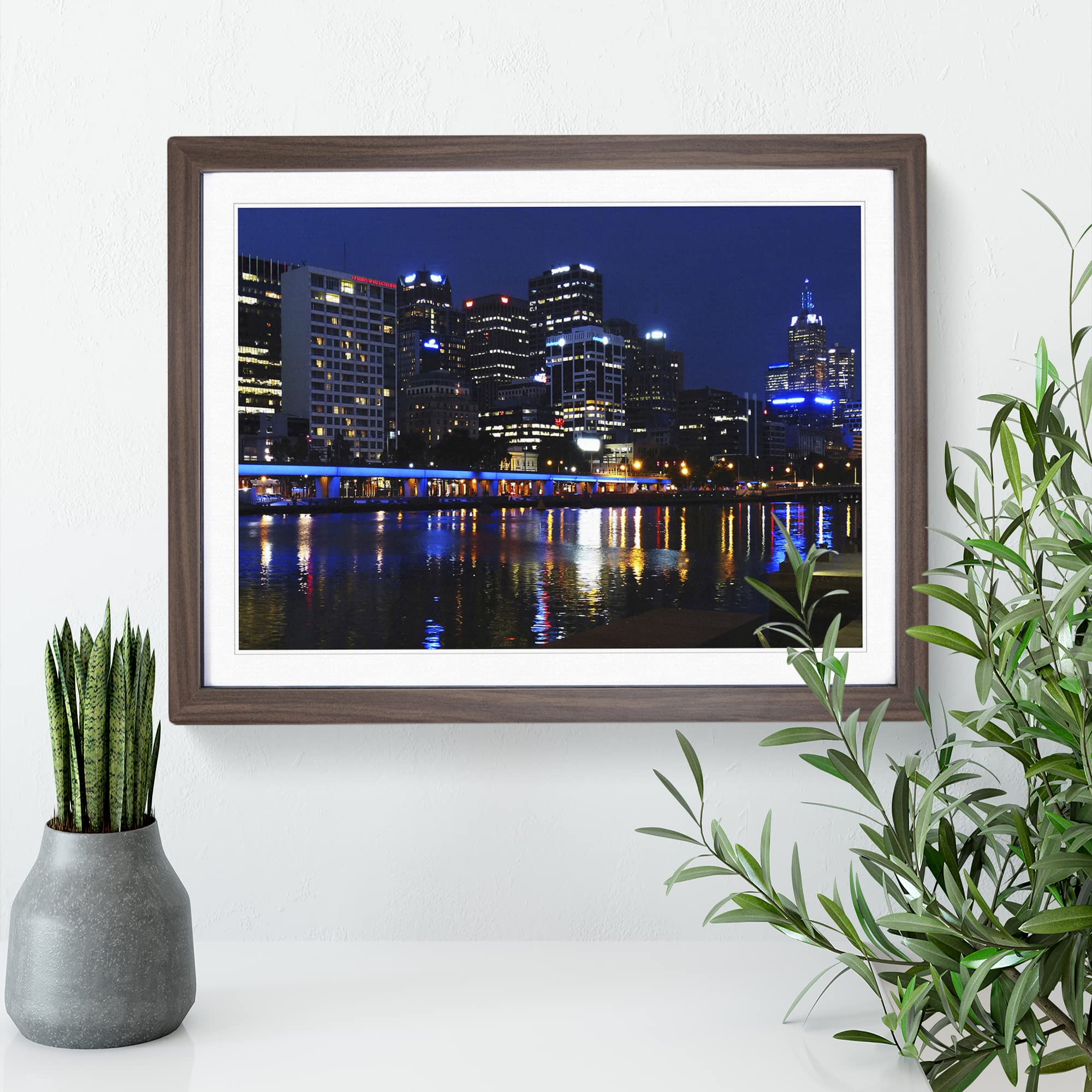 Melbourne At Night Australia Skyline Modern Framed Wall Art Print - Image 2
