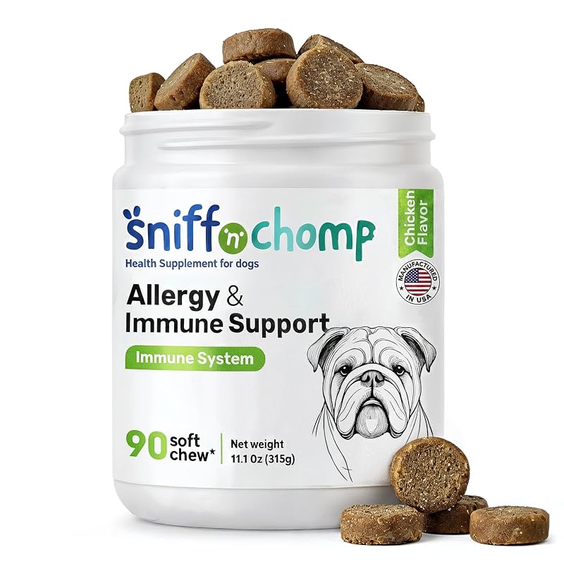 Suplemento probiótico para cães com Lactobacillus, sabor frango SNIFF 'N' CHOMP – 90 mastigáveis macios