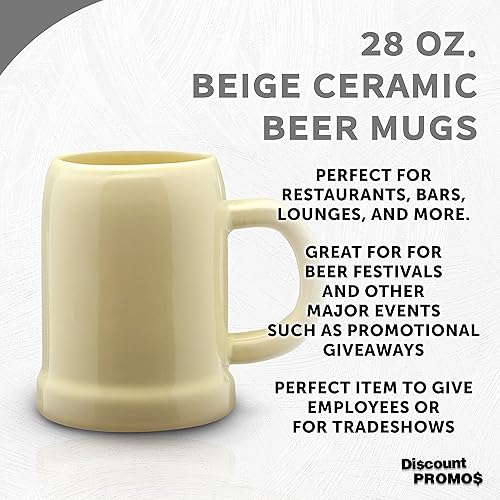 Miniatura 3 de Taza de cerámica personalizada de 10 onzas, juego de 6, paquete personalizado a granel, ideal para octubre, pub, restaurante y más, natural