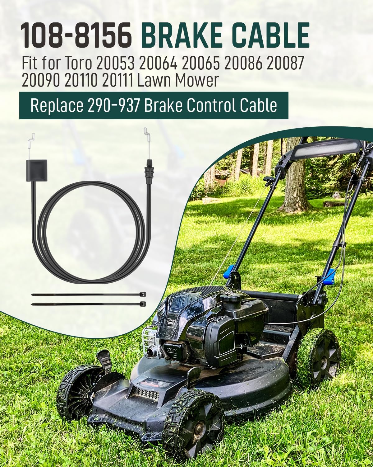 108-8156 Brake Cable Fit for Toro 20053 20064 20065 20086 20087 20090 20110 20111 Lawn Mower Replace 290-937 Brake Control Cable