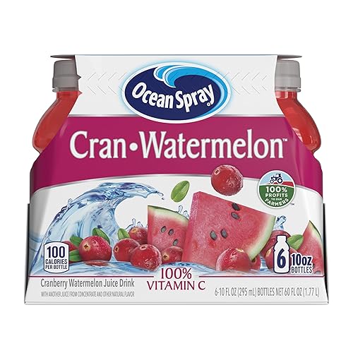 Ocean Spray Cran-Watermelon Bebidas de jugo de sandía de arándano, botellas de 10 onzas líquidas, 6 unidades (paquete de 1)