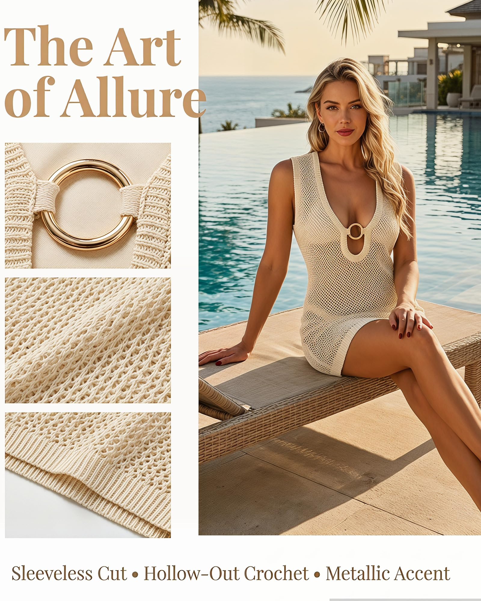 Paréo et Robes de Plage en Crochet pour Femme : Robe sans Manches ajourée, Cache-Maillot de Bain pour Femme – Collection Vacances 2026