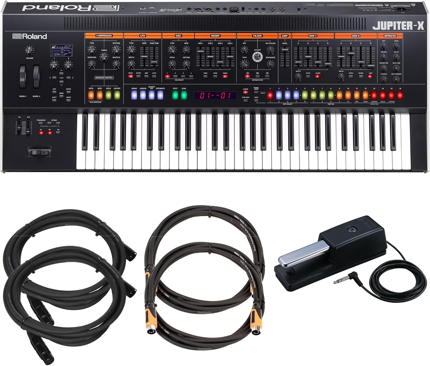 Roland Jupiter-X 61-key Synthesizer with included accessories