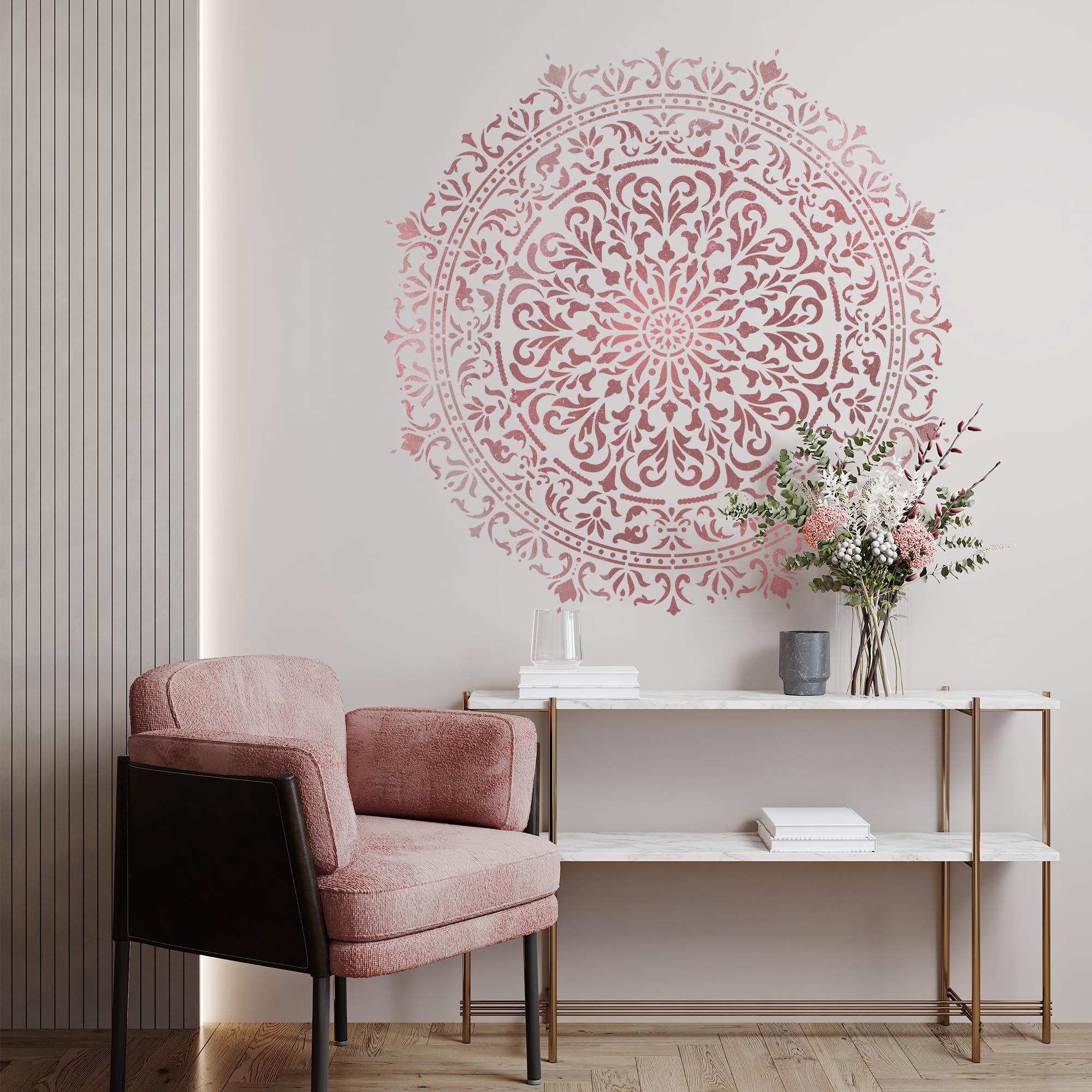 NAKLEO Mandala Painting Large Stencil, Diameter 56 cm, Glamour Reusable Plastic Template, Art Craft DIY - Image 3
