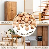 Vista 7 de 200 tapones de botón de madera de 1/2 pulgada - Tapones de agujero de tornillo de cabeza plana