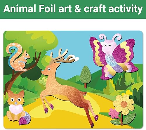 Miniatura 3 de Kits de manualidades de papel de aluminio para niños, animales mega juego de actividades divertidas sin desorden para niños, kits de manualidades de