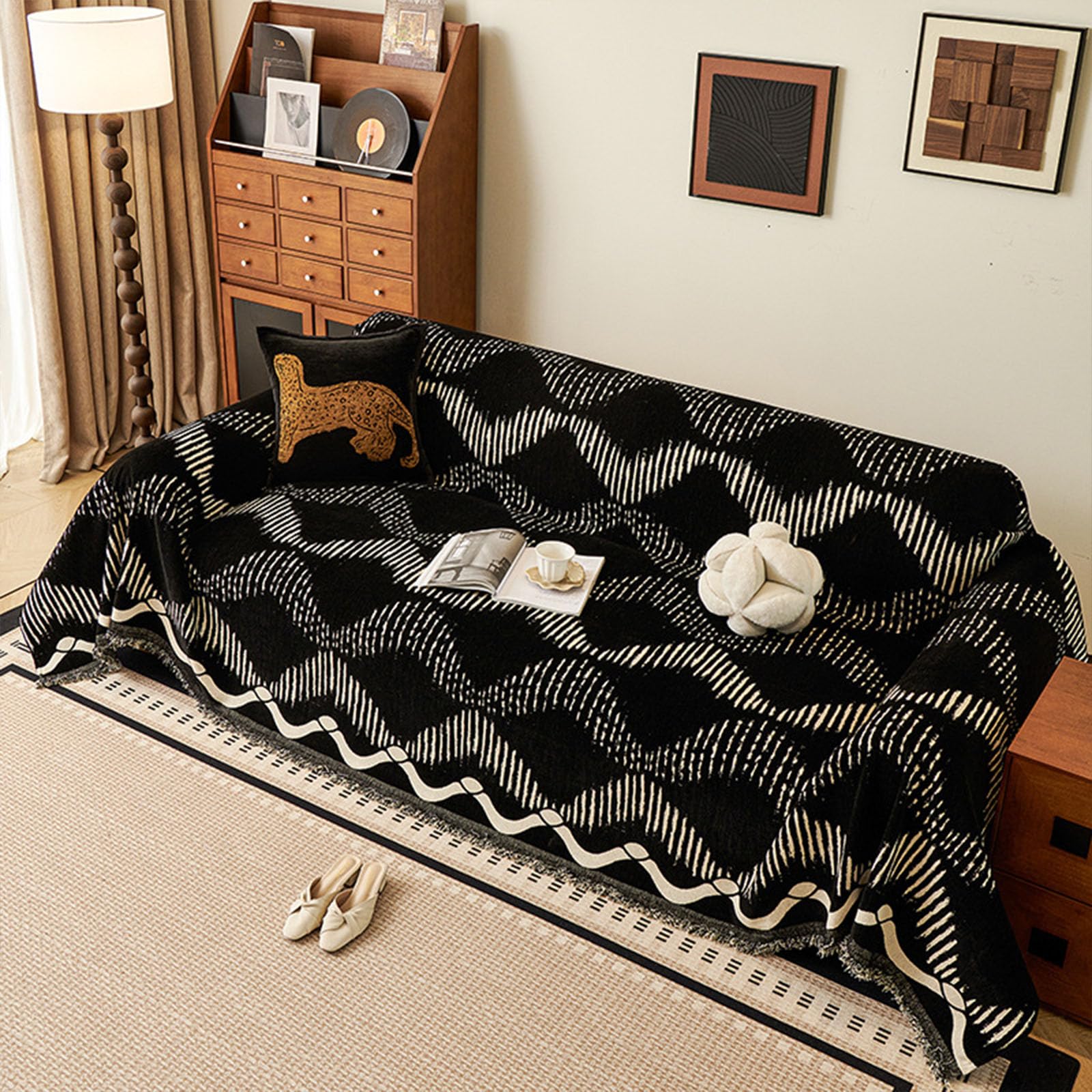 Housse de canapé plissée universelle lavable de taille standard 180x130 pour salon