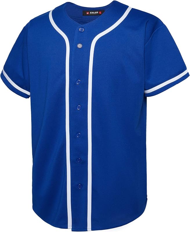 BJ80 Series Mens Baseball Jersey Button Down Shirts Short Sleeve Hipster Hip Hop Sports Uniforms