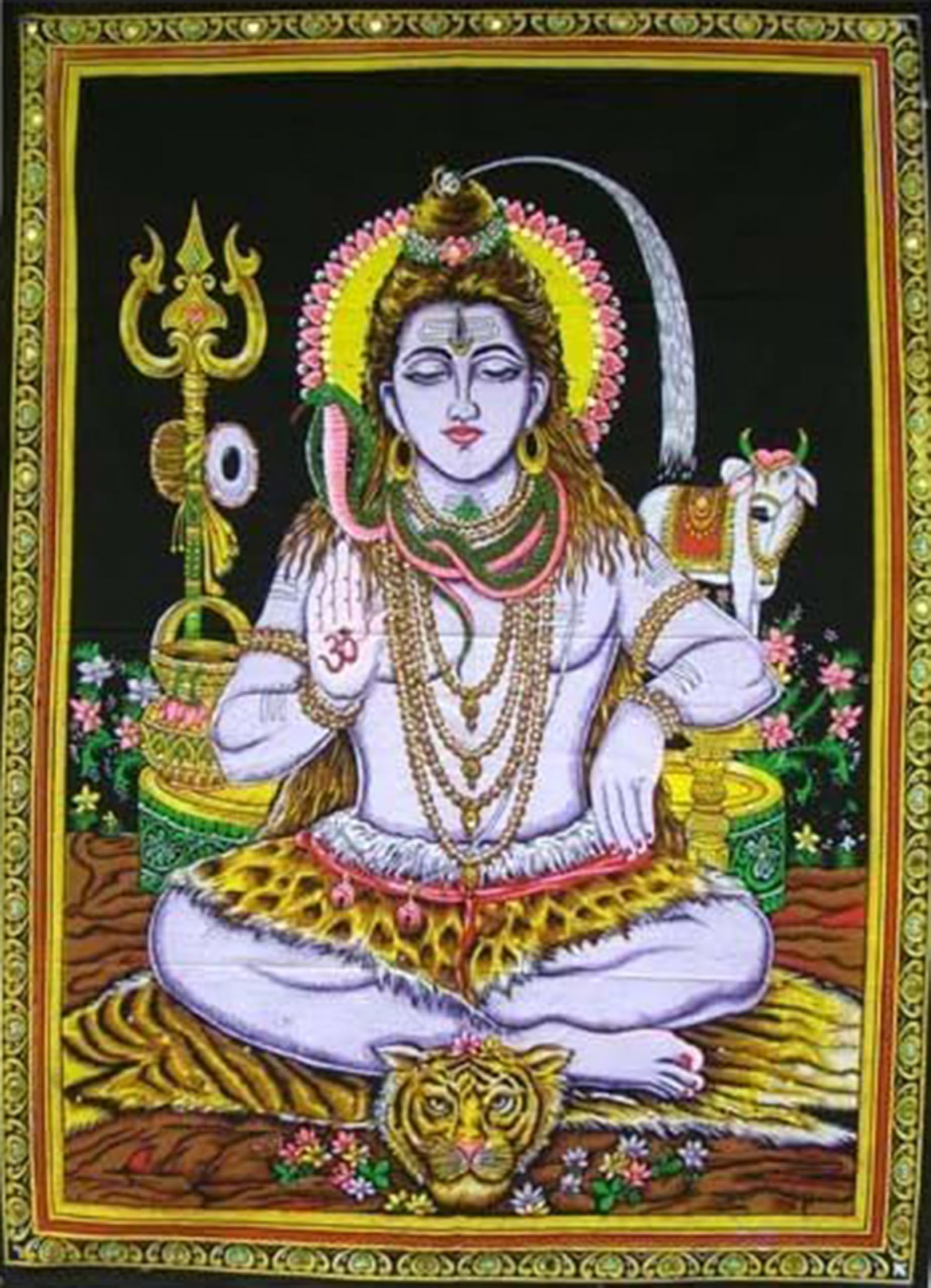 Rastogi Handicrafts Cotton cloth Tapestry 40" X 30" Poster Size Tapestry (SHIV-G)