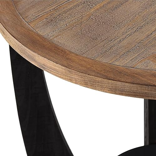 Miniatura 21 de Mesa auxiliar rústica de granja con estante de almacenamiento, mesa auxiliar francesa para familia, comedor o sala de estar, espacios pequeños, Mesa