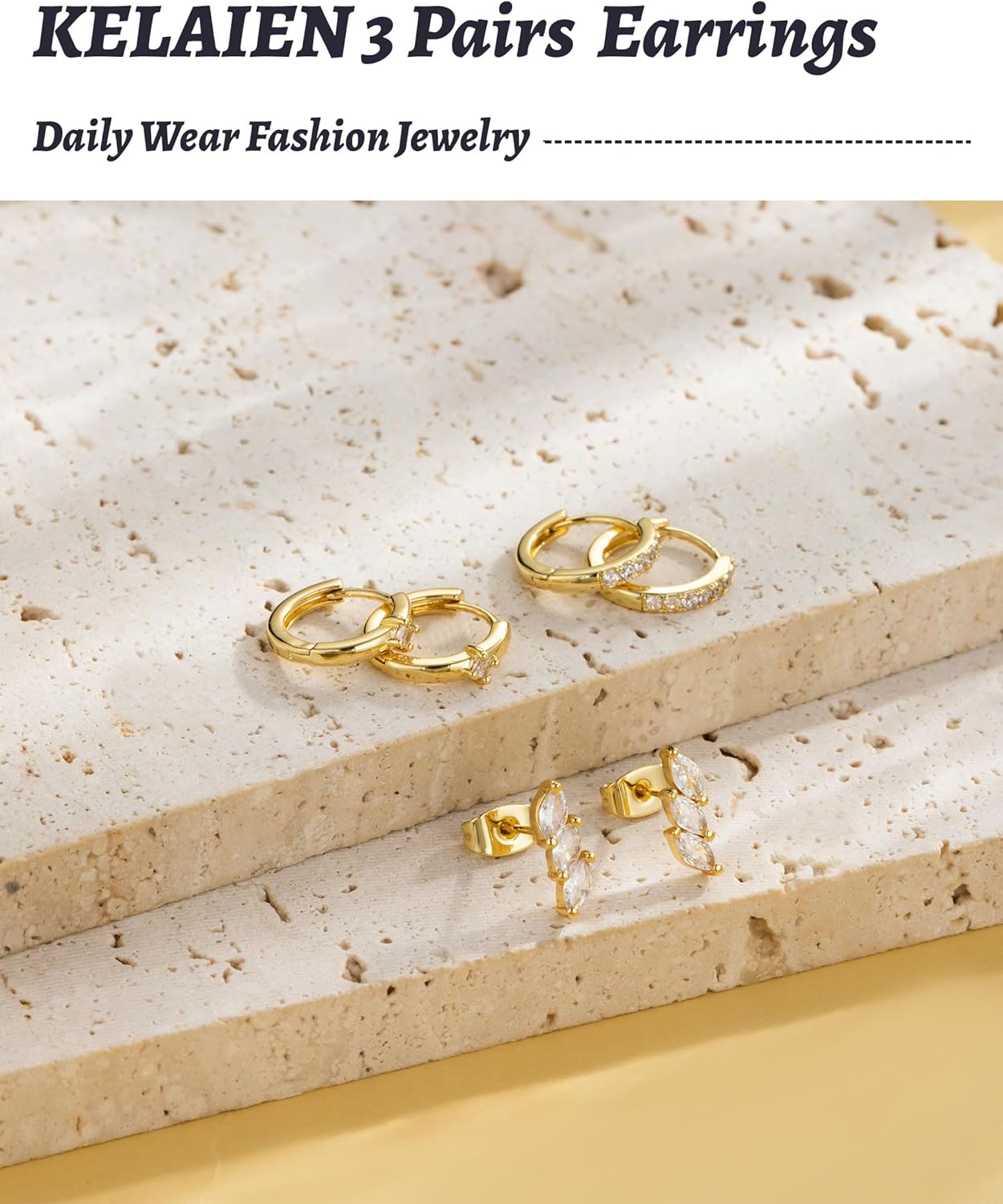 3 Pairs Hoop Earrings for Women 925 Sterling Silver Trendy 14K Gold Plated Huggie Earring Silver Hypoallergenic Stud Cartilage Earring Sets for Multiple Piercing Cute Small Jewelry Gift - Image 4