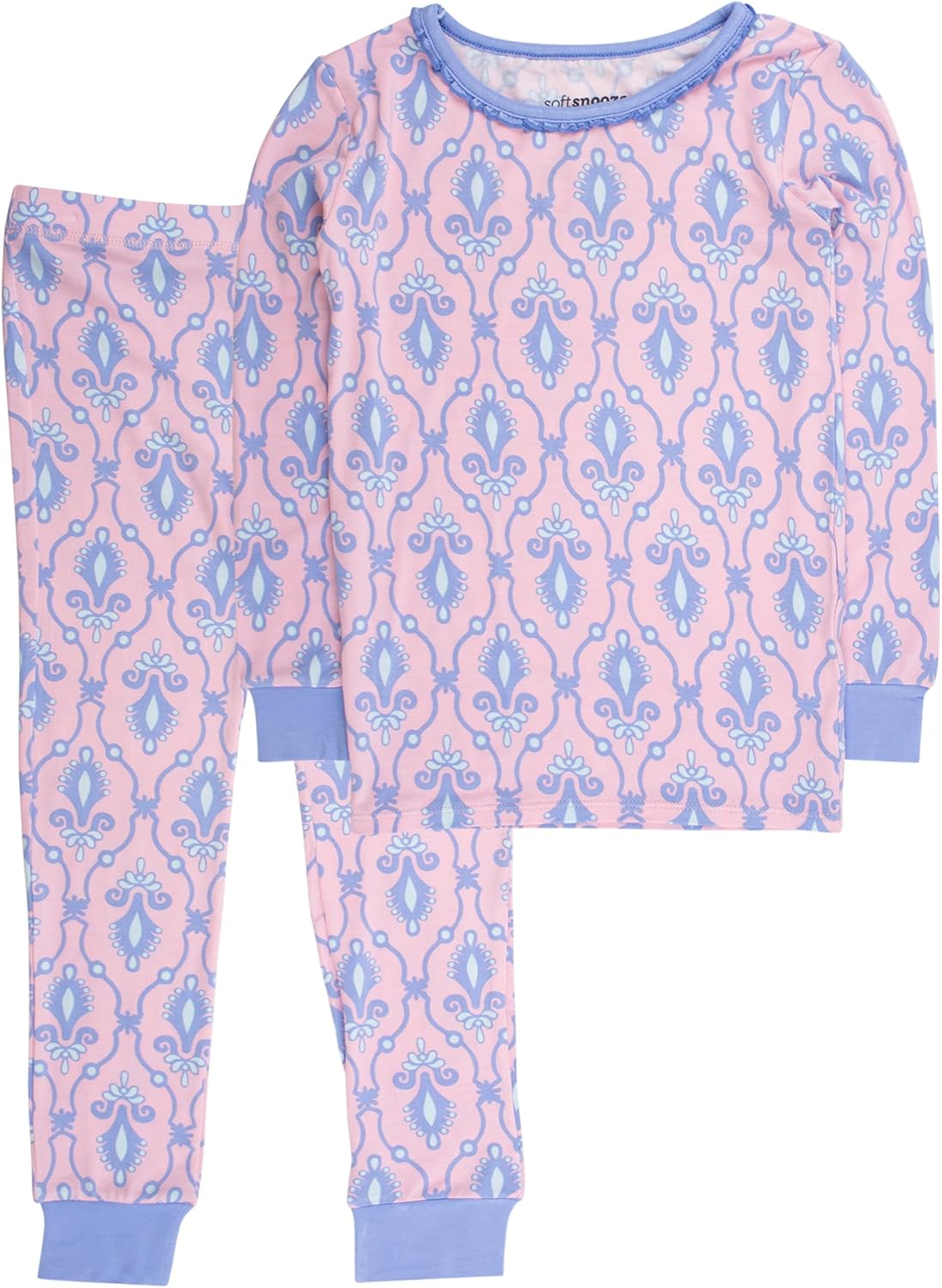 RuffleButts SoftSnooze™ Viscose from Bamboo Girls Ruffle Long Sleeve Pajama Set