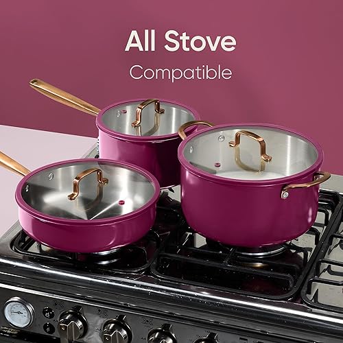 Miniatura 7 de CAROTE Juego de 24 piezas de utensilios de cocina de acero inoxidable de tres capas, juego de ollas y sartenes, juegos de cocina de inducción no