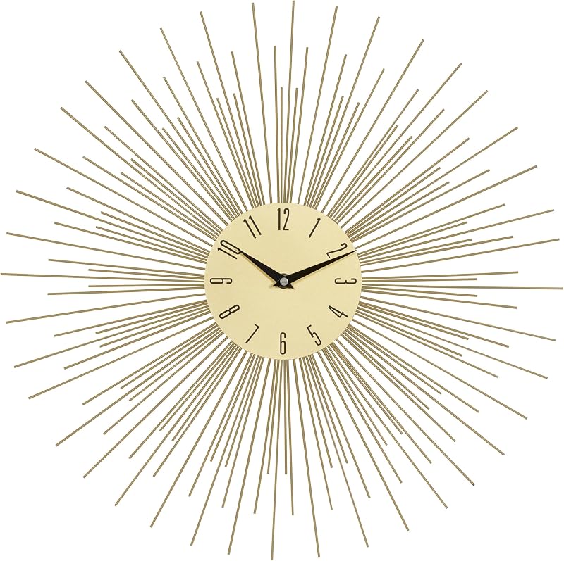 Deco 79 Metal Starburst decorativo para el hogar con detalles en negro | Starburst decorativo para el hogar con detalles en negro Reloj de cocina Reloj