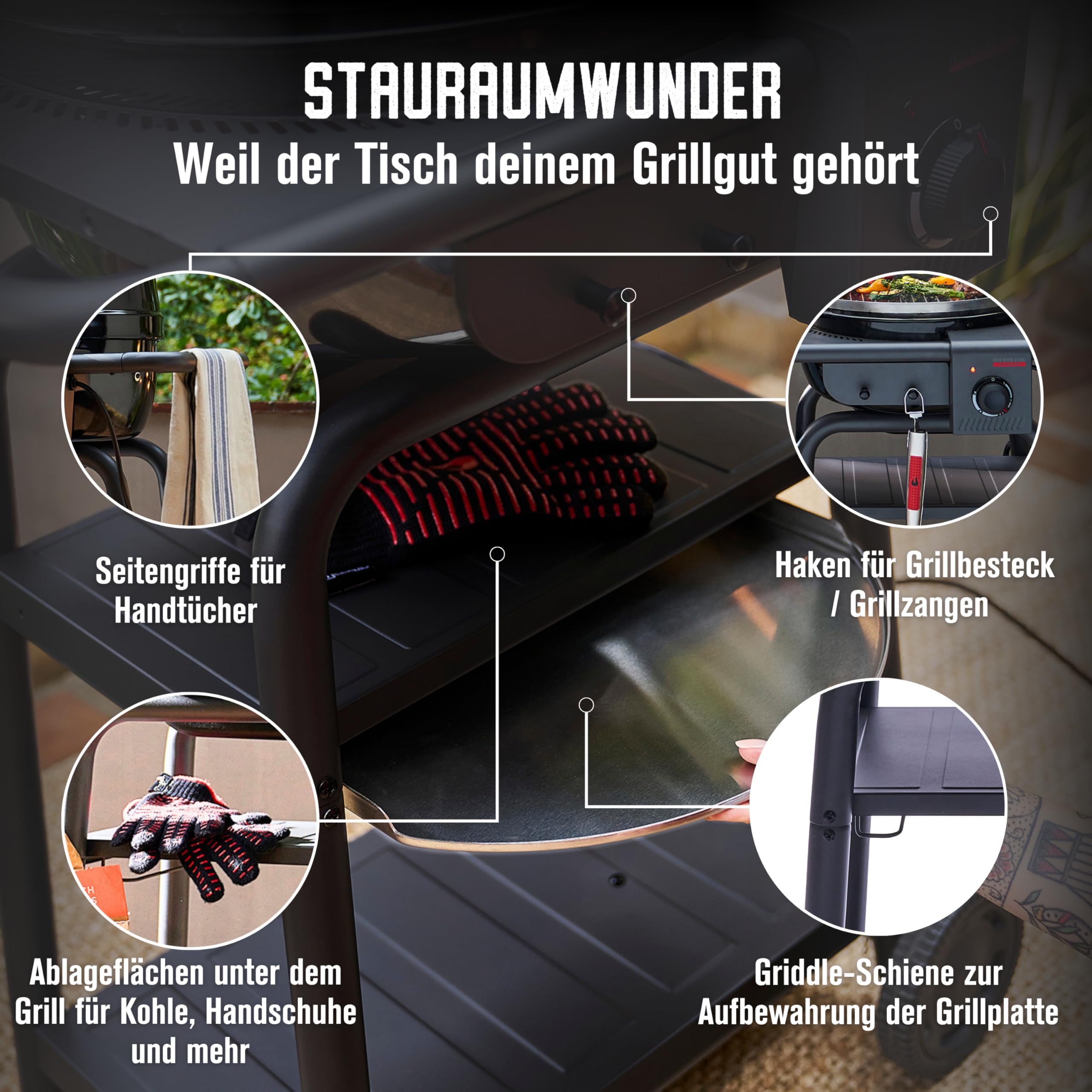 Char-Broil Elektrogrill Patio Bistro E2Coal | Hybrid Holzkohle-Modus, TRU-Infrared, bis 370 °C