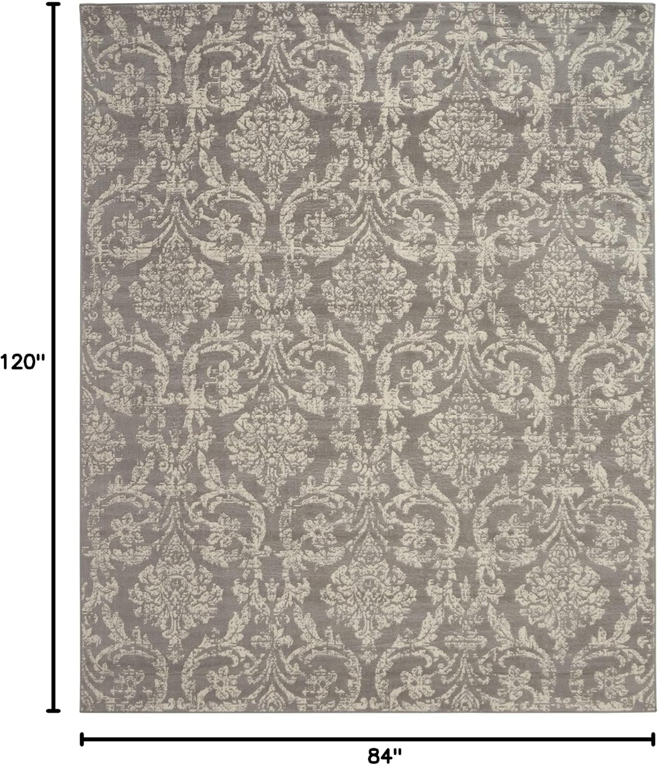 Nourison Home Jubilant Grey 7' x 10' Area Rug - Easy Clean, Non Shedding, Bed Room, Living Room, Dining Room, Kitchen (7' x 10')