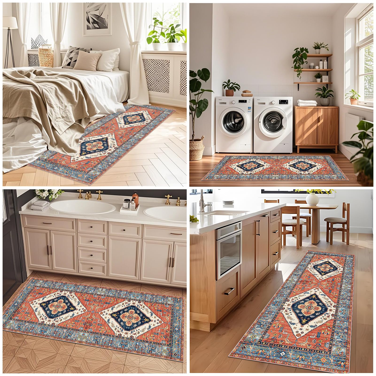 Tappeto per corridoio, Tappeto Cucina Antiscivolo, Lavabile Passatoia Corsia 60 x 200 cm Assorbente Tappetino Cucina Tappeti Runner Disponibili in Varie Metrature per corridoi Cucina