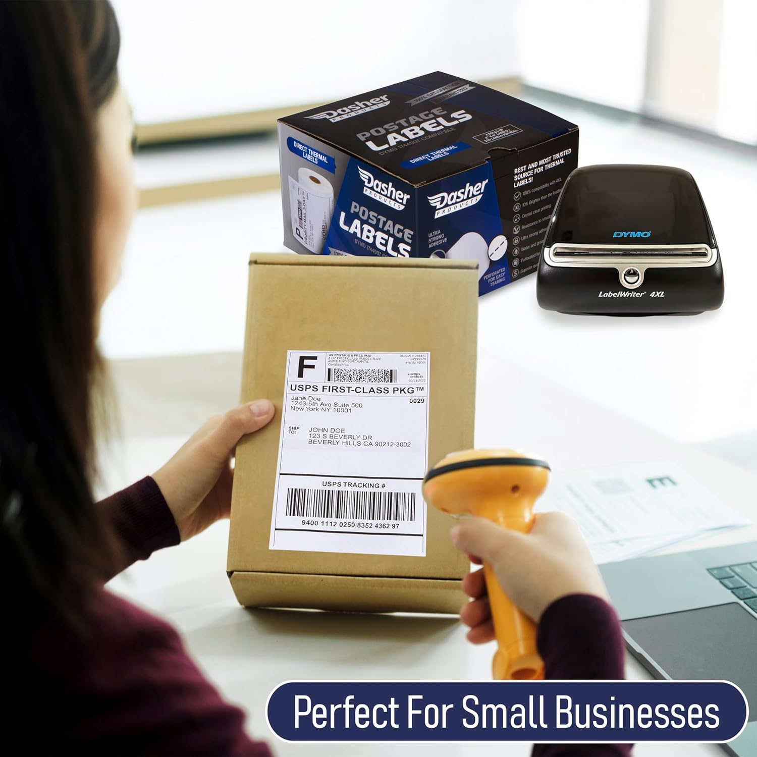 Dasher Products Thermal Shipping Labels Compatible with Dymo LabelWriter 4XL 1744907 4x6 Internet Postage Labels, Water Resistant, Strong Adhesive, Perforated, 220 per Roll, NOT for 5XL (4 Pack) - Image 6