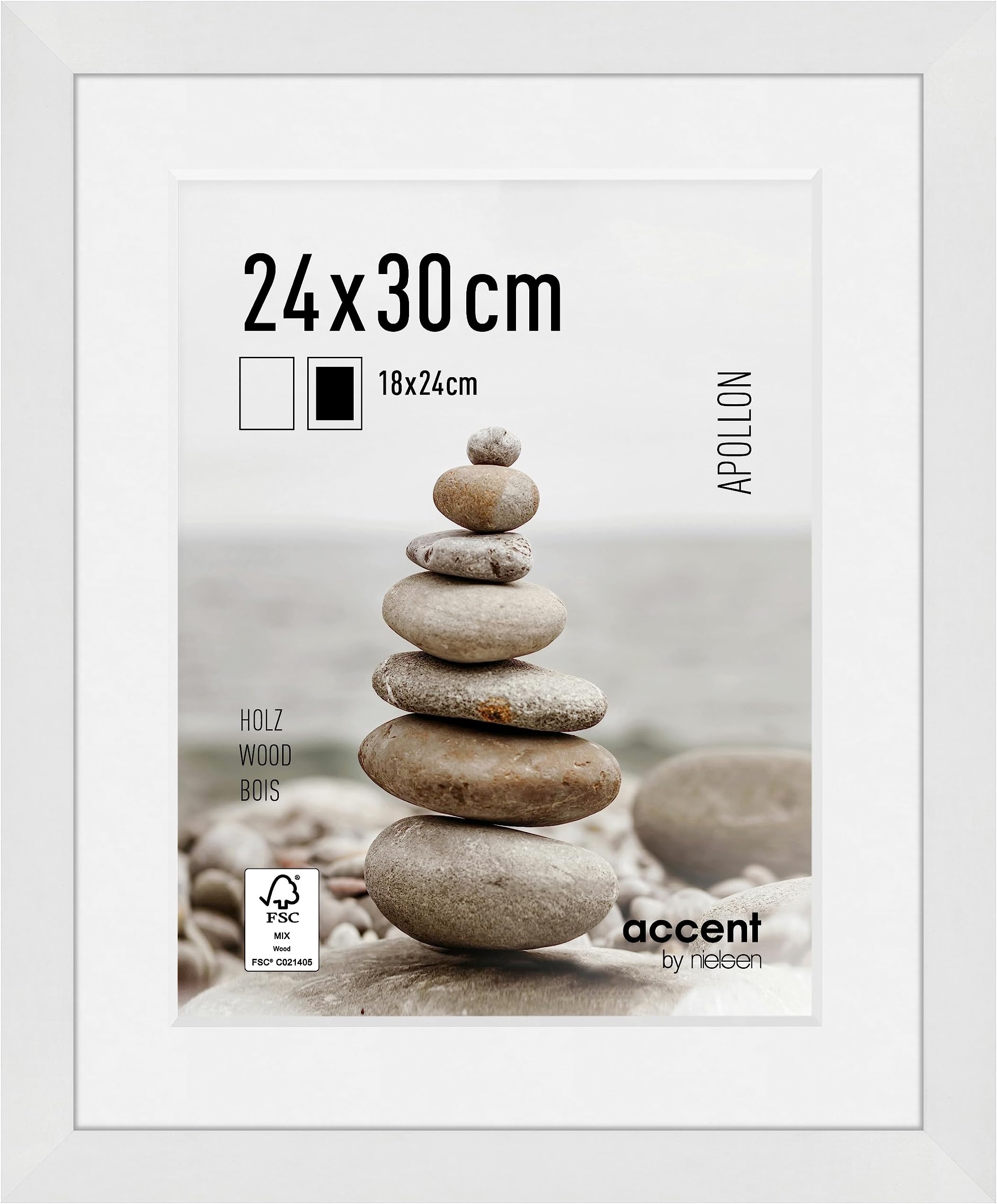 Nielsen Apollo White Wood Picture Frame (30 x 24 x 3 cm)