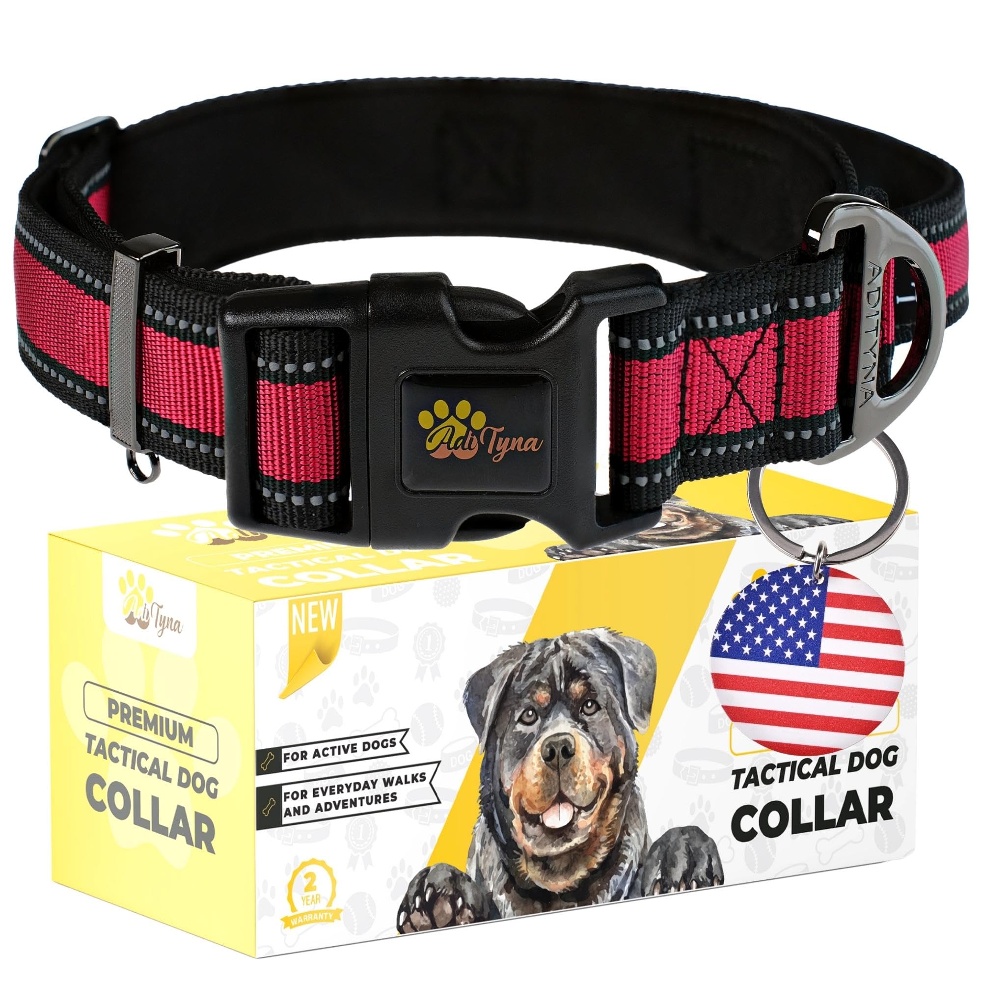 ADITYNA Heavy Duty Dog Collar for Medium Dogs - Medium Dog Collar with Handle - Ultra Comfortable Soft Neoprene Padded