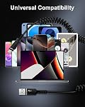 USB to USB C Cable Coiled Auto Wire, Type C Car Phone Charger Fast Charging Cord for iPhone 17/16e/15 Pro Max/16 Pro/Air/Galaxy/Pixel, Retractable USB-C Power Line for Apple Carplay & Android Auto